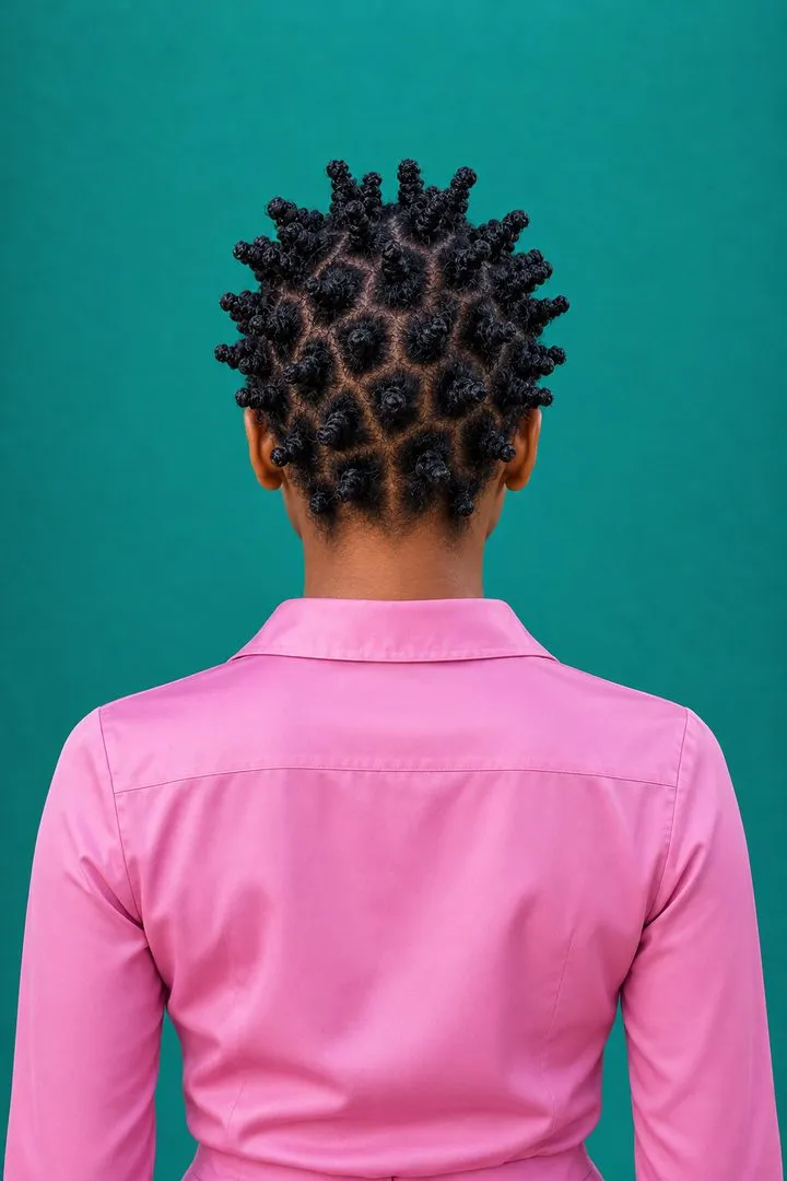 Tall Bantu Knots, back
