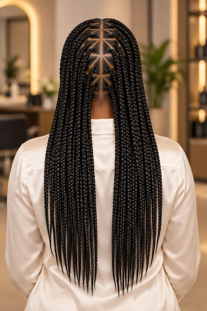 Triangle Part Box Braids, back