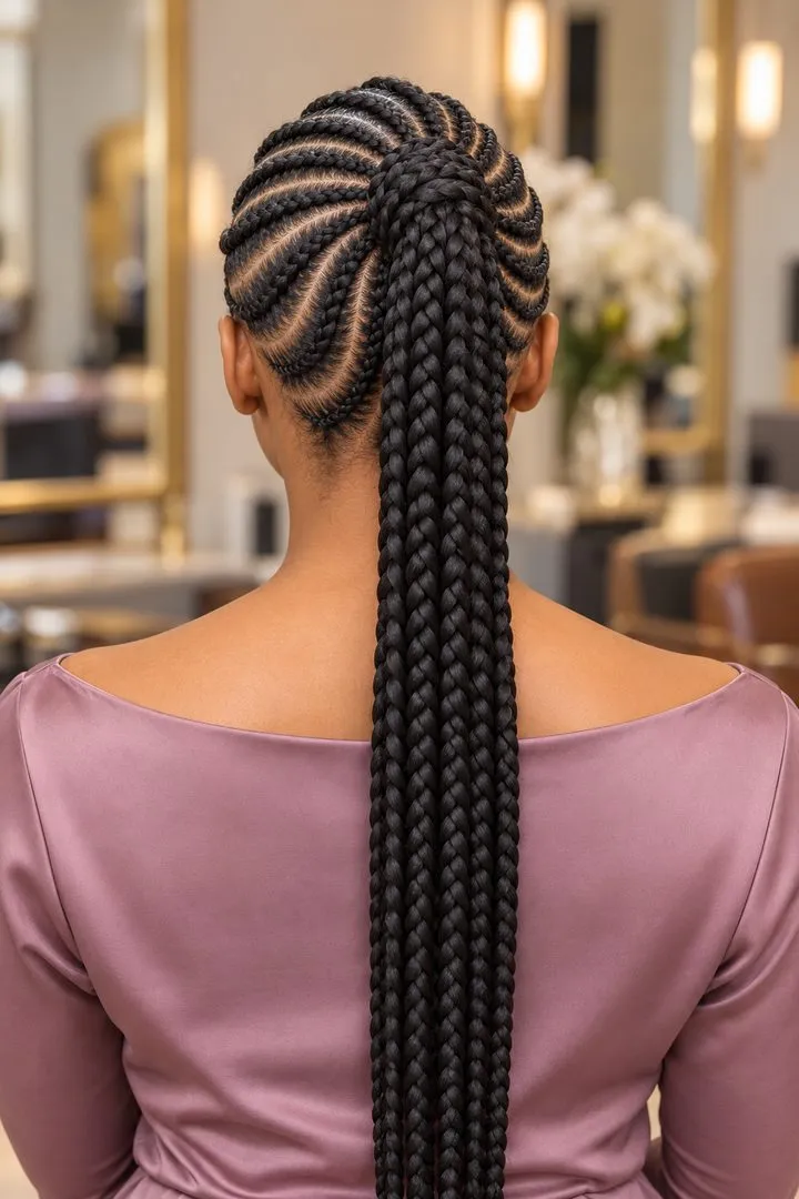 Curved Cornrows, back