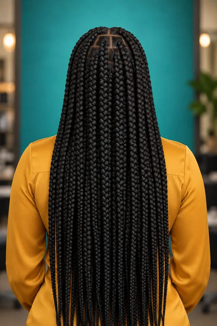 Long Jumbo Box Braids, back