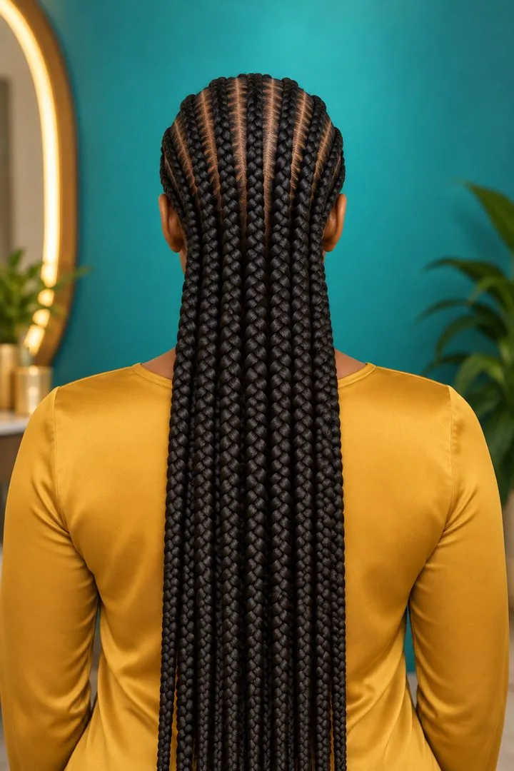 Classic Ghana Braids, back