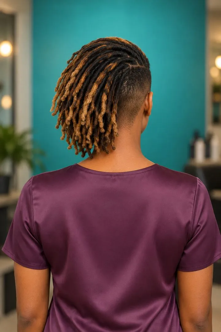 One Side Tapered Ombre Locs, back