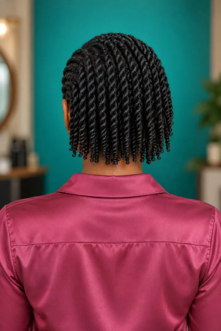 Side Part Short Twists, back