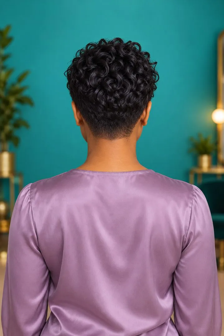 Curly Bangs Taper, back