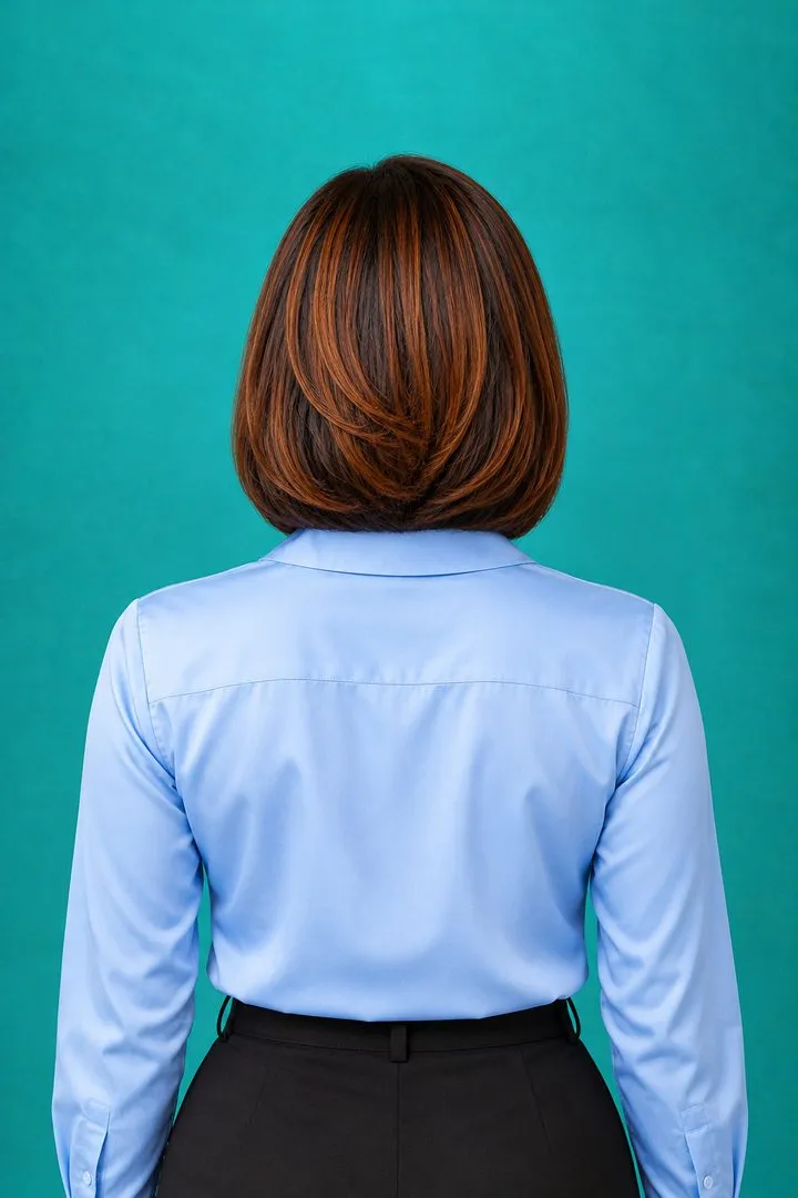 Copper Side Swept Bob, back