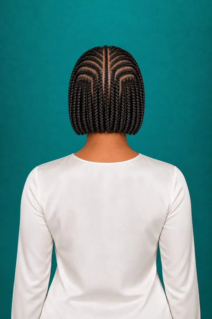 Cornrow Bob with Tucked Ends, back