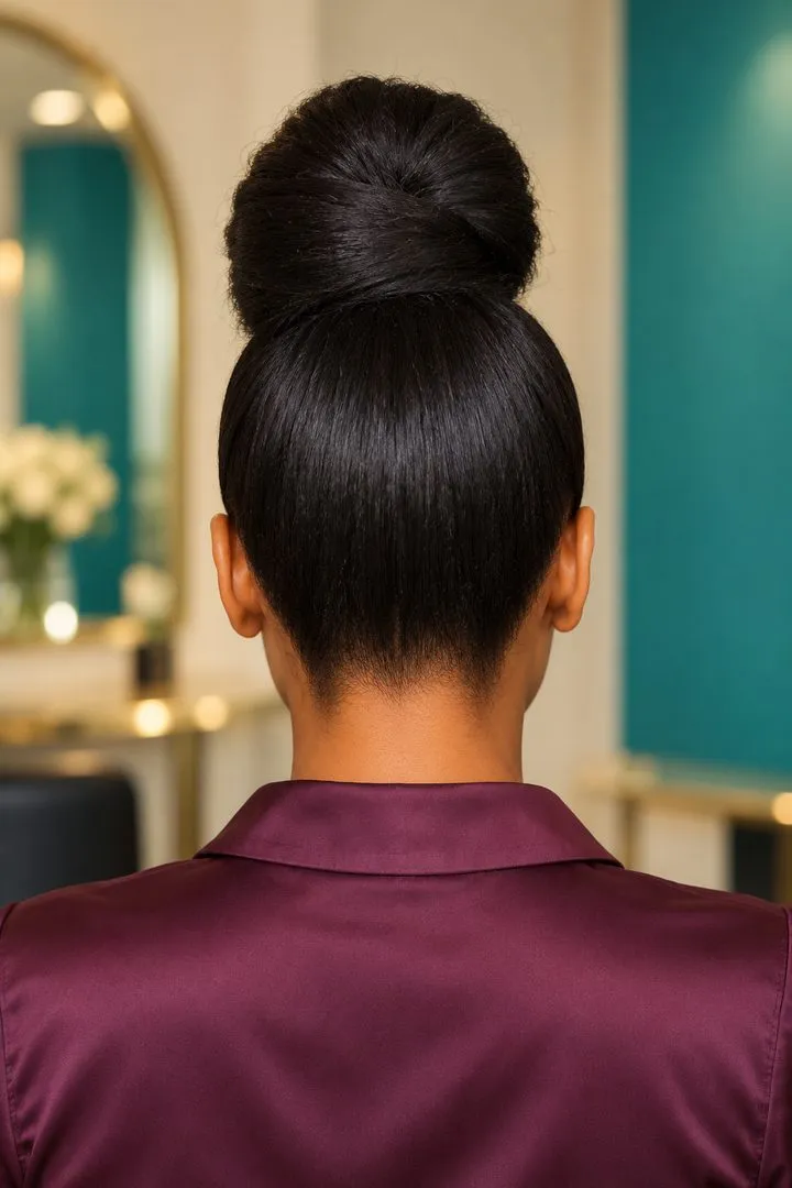 Press Updo with Bangs, back