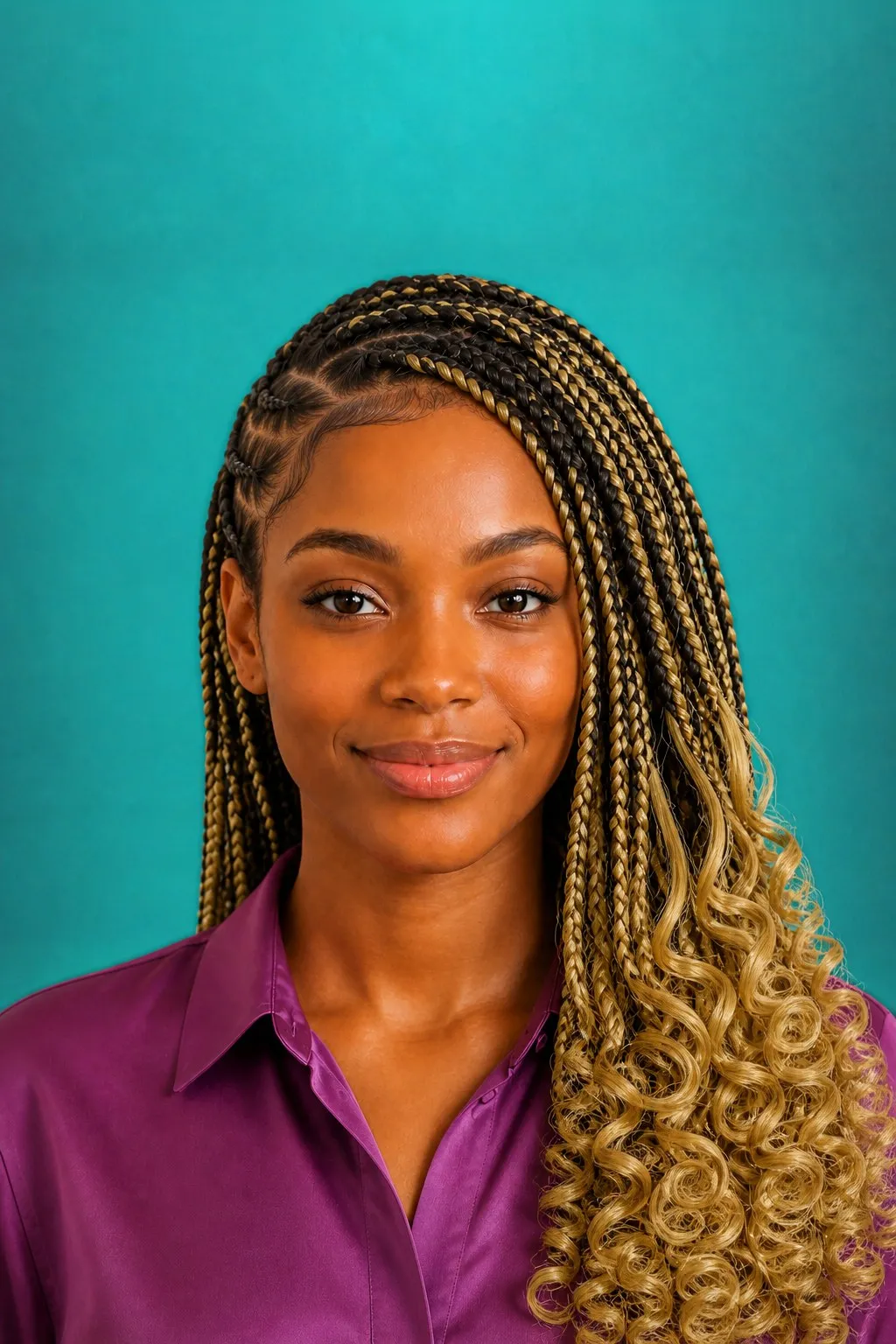 Blonde Curly Goddess Braids, a Kayla preview made with AI