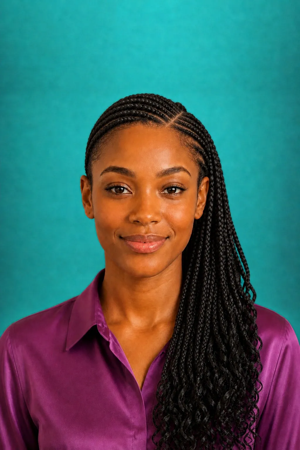 Side-Part Goddess Braids, a Kayla preview made with AI