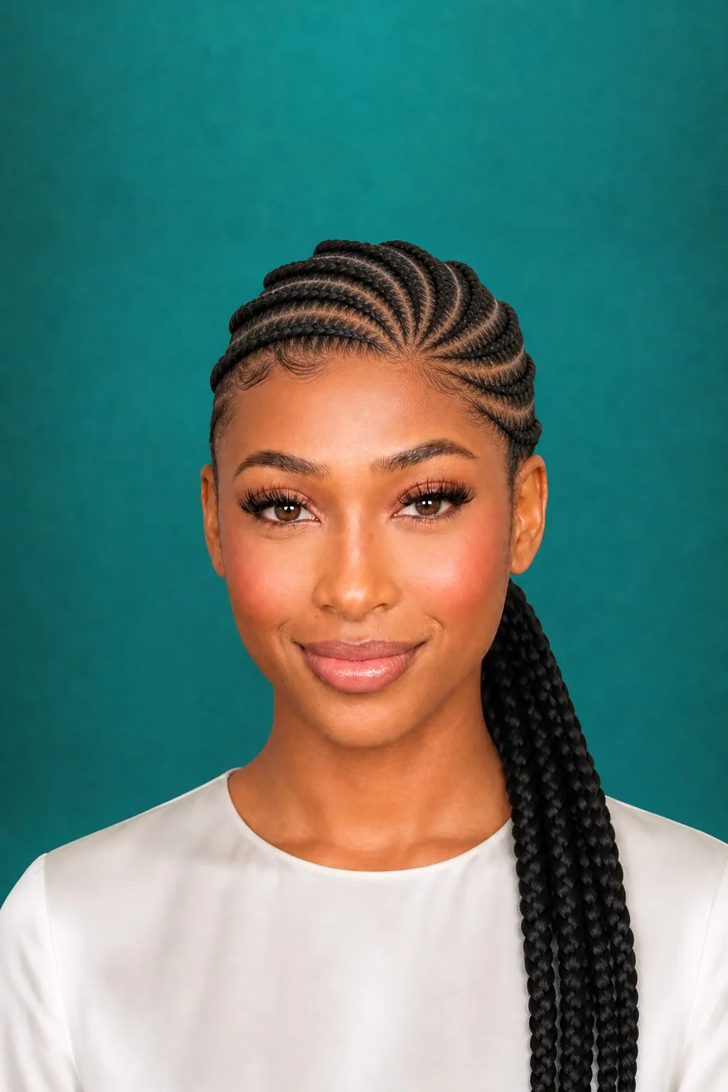 Cornrows & Feed-Ins: Curved Cornrows, a Kayla preview made with AI
