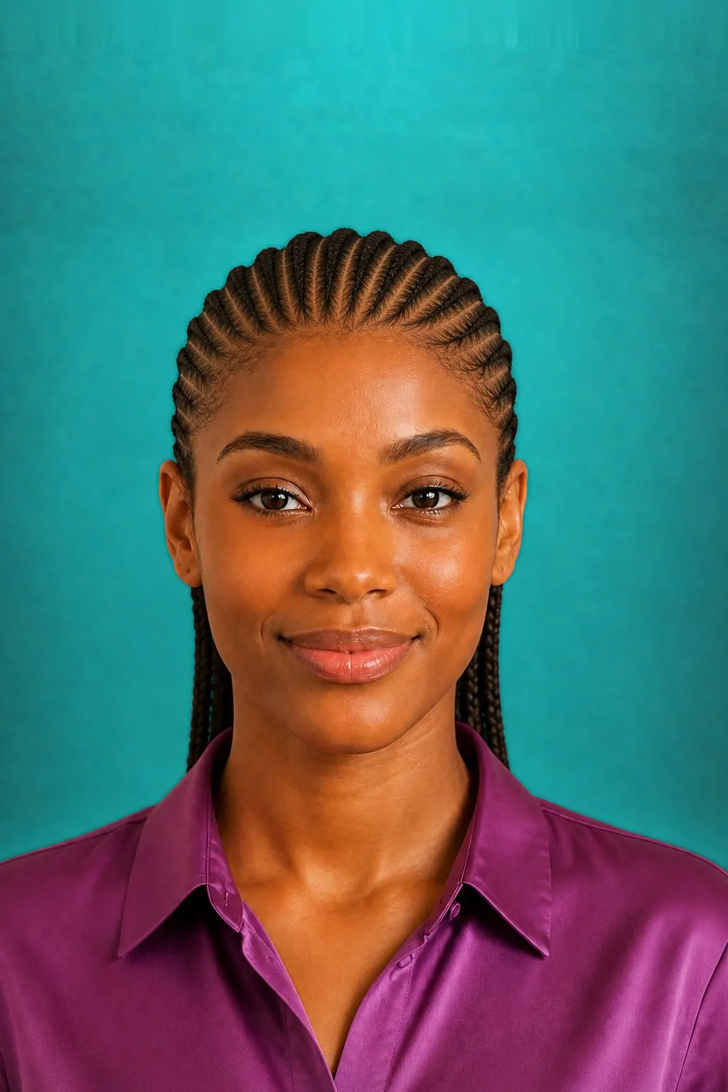 Thin Spaced Ghana Braids, a Kayla preview made with AI