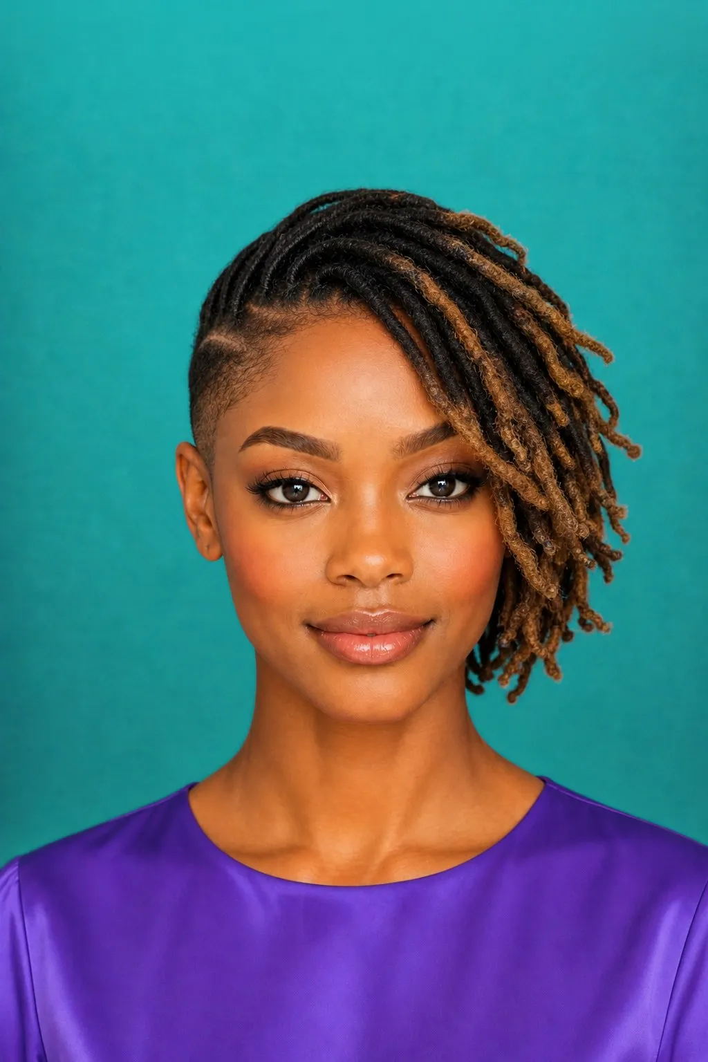 One Side Tapered Ombre Locs, a Kayla preview made with AI