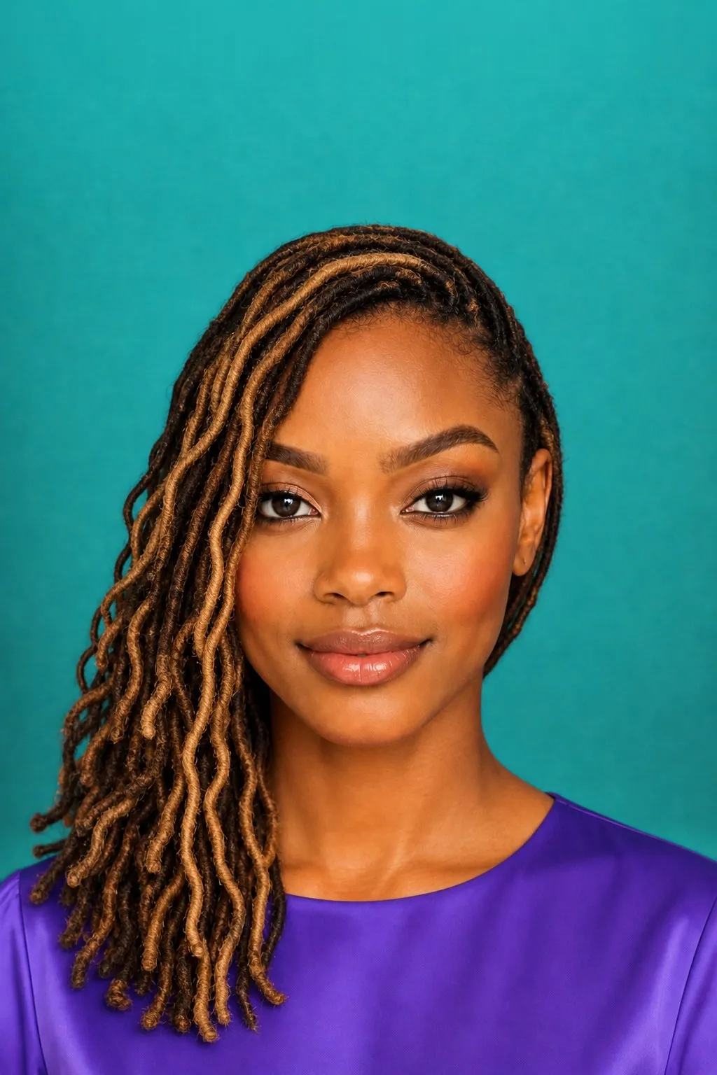 Side Swept Golden Locs, a Kayla preview made with AI