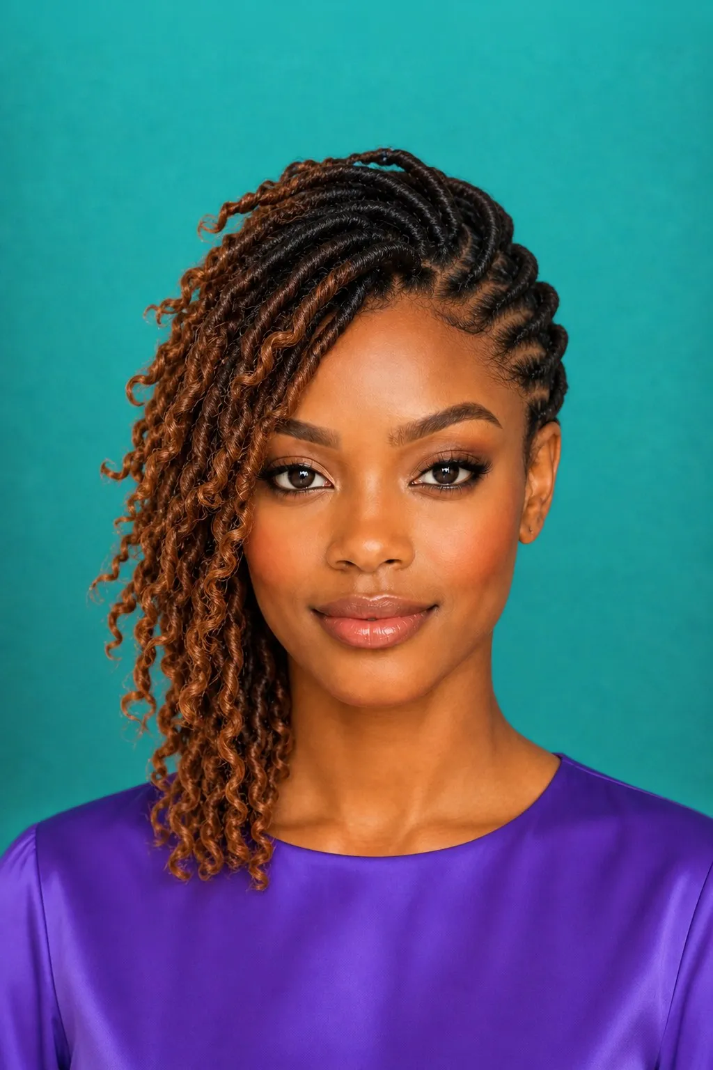 Side Swept Ombre Locs, a Kayla preview made with AI