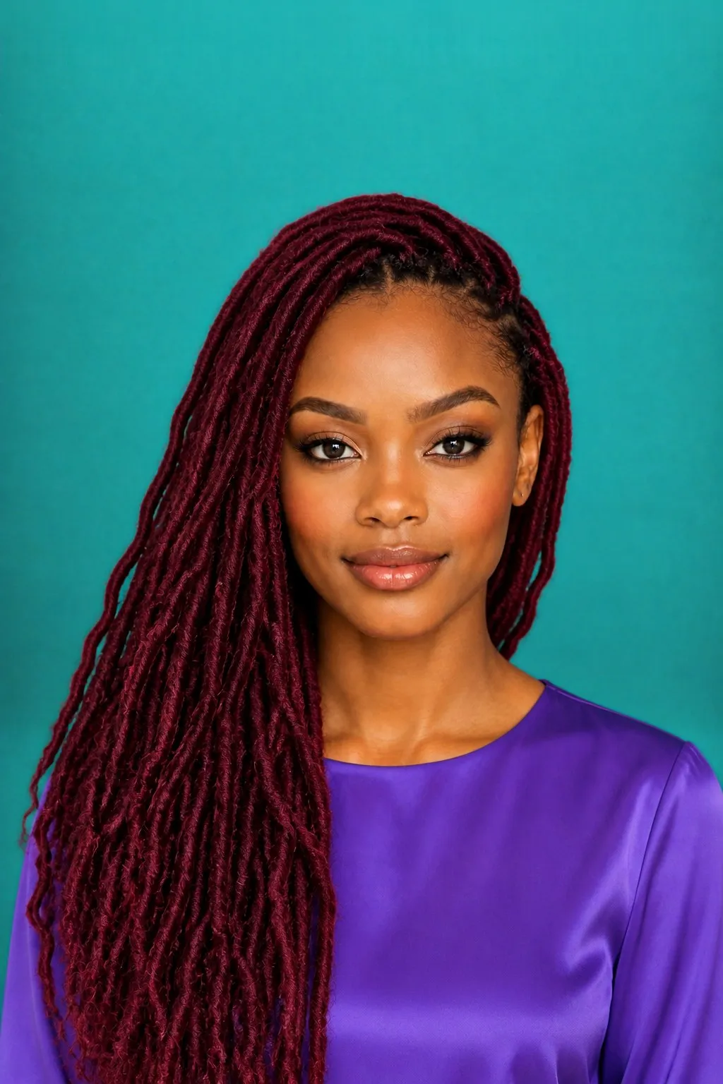 Long Burgundy Locs, a Kayla preview made with AI