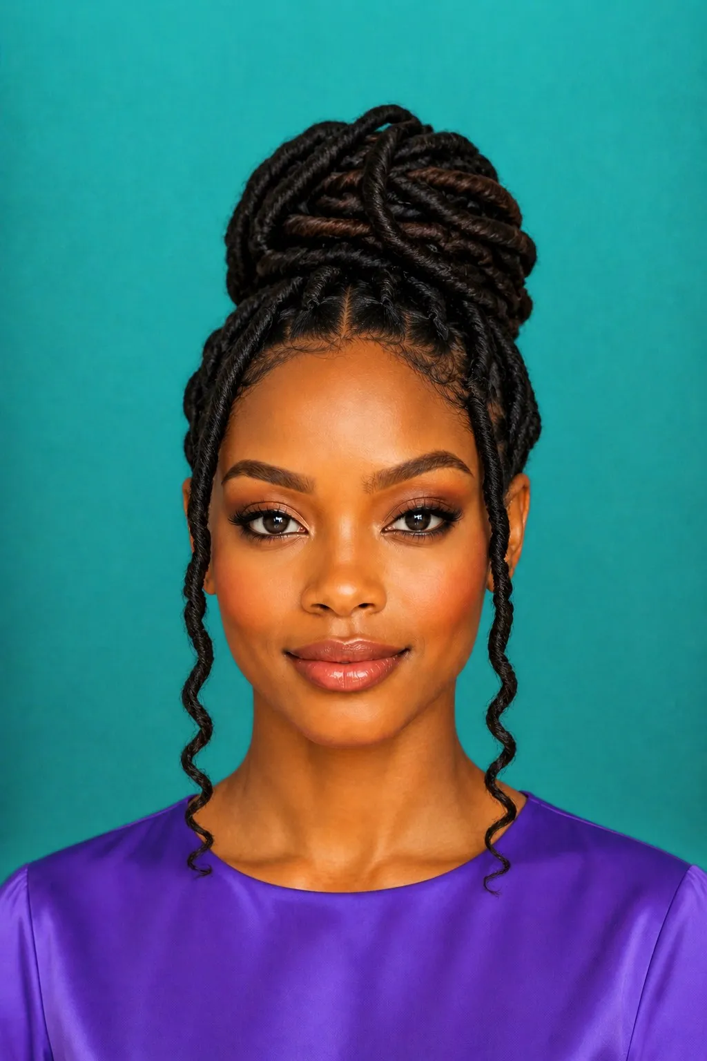 Updo Locs with Curtains, a Kayla preview made with AI