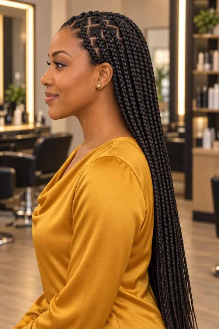 Classic Box Braids, side