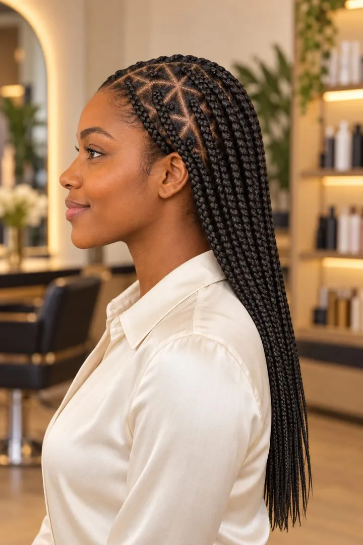 Triangle Part Box Braids, side