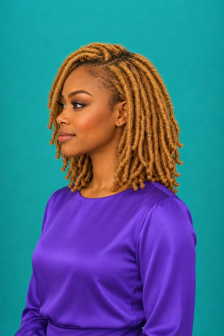 Short Honey Locs, side