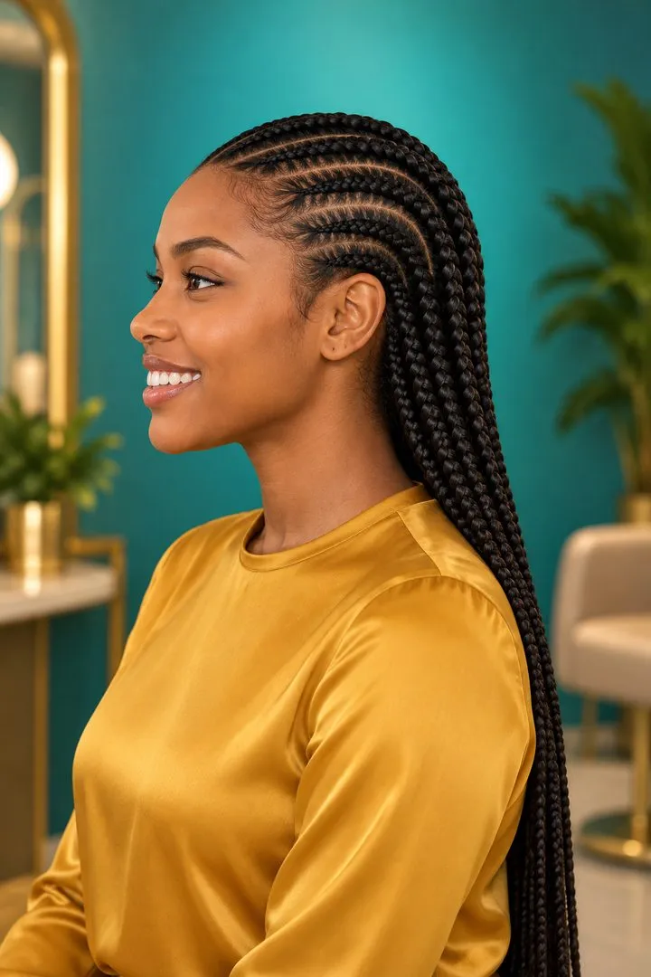 Classic Ghana Braids, side