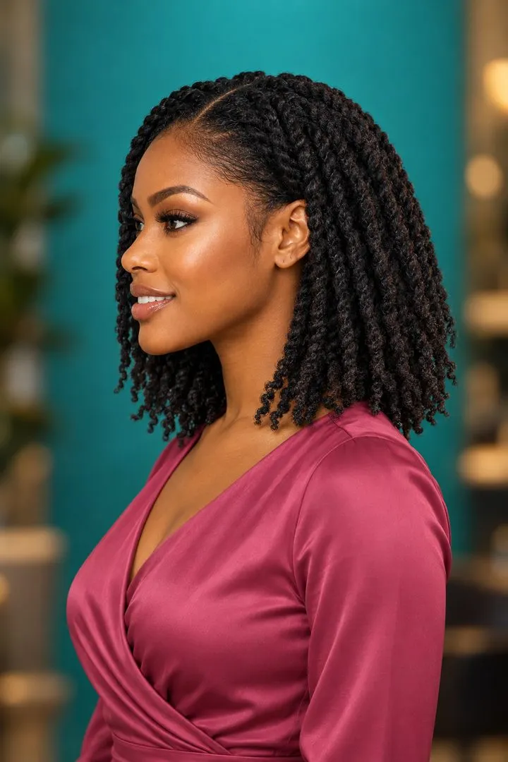 Short Two Strand Twists, side