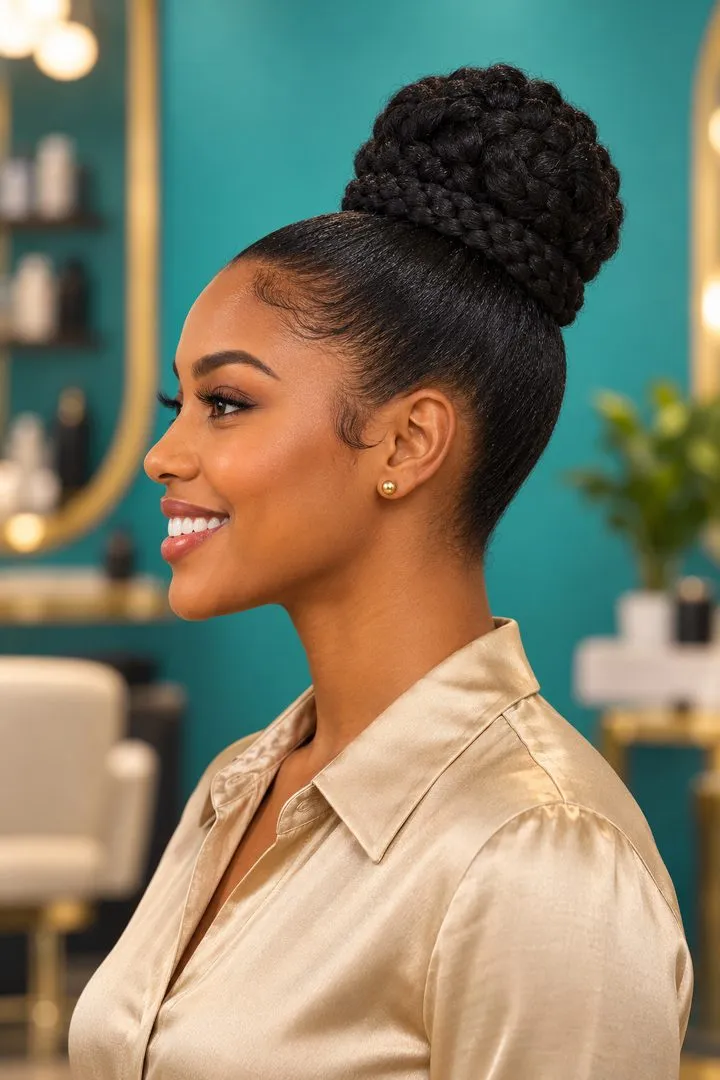 Bound Braided Bun, side
