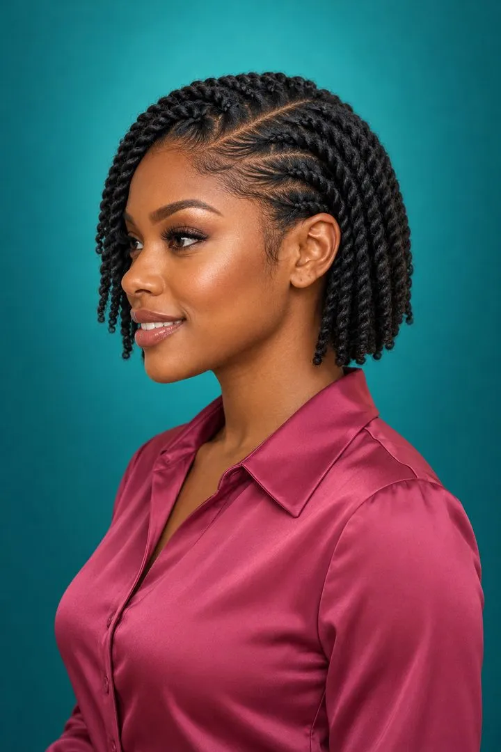 Side Part Short Twists, side