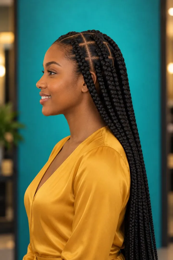 Long Jumbo Box Braids, side