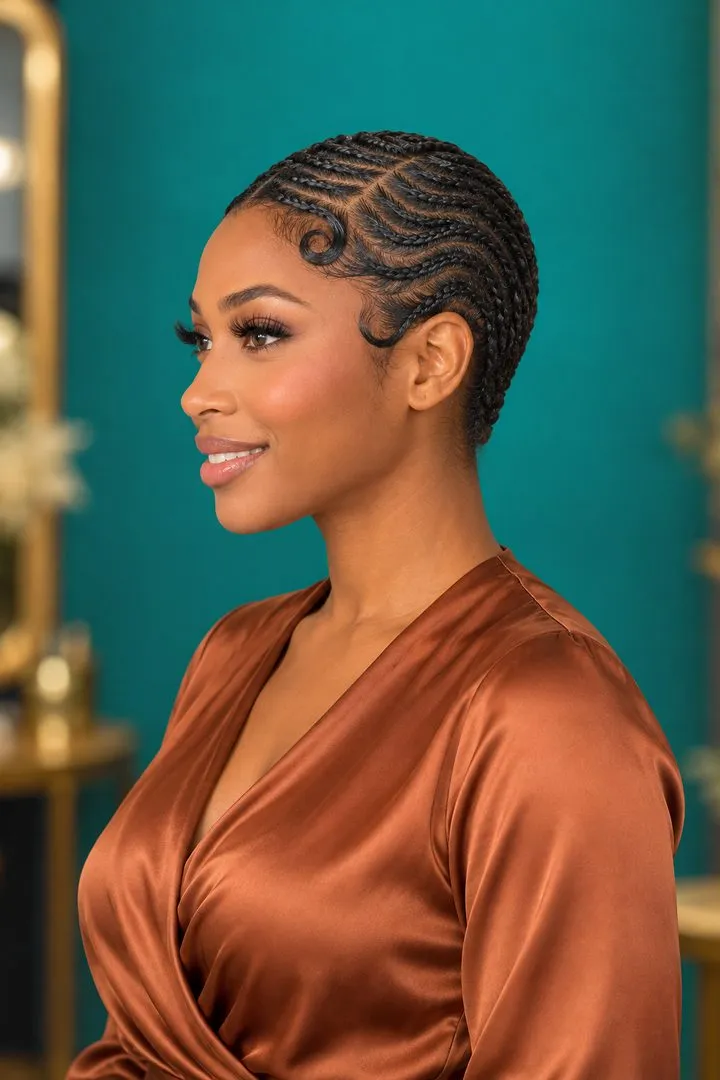 Finger Wave Cornrows, side