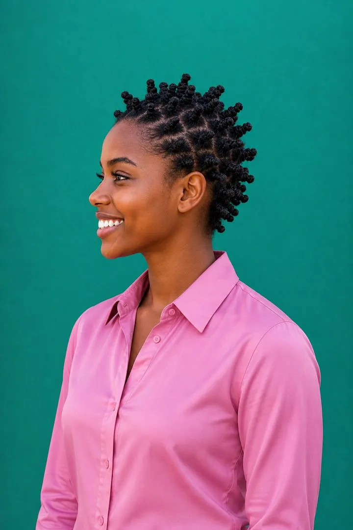 Tall Bantu Knots, side