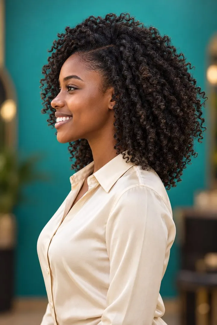 Twist Out with Side Part, side