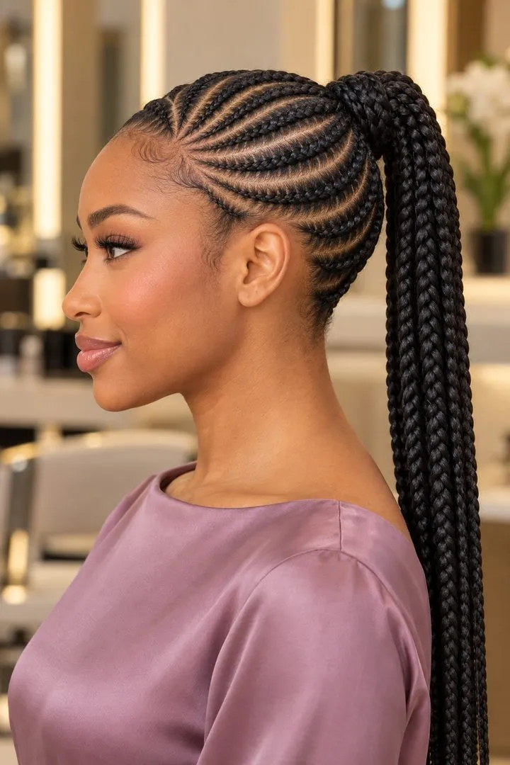 Curved Cornrows, side