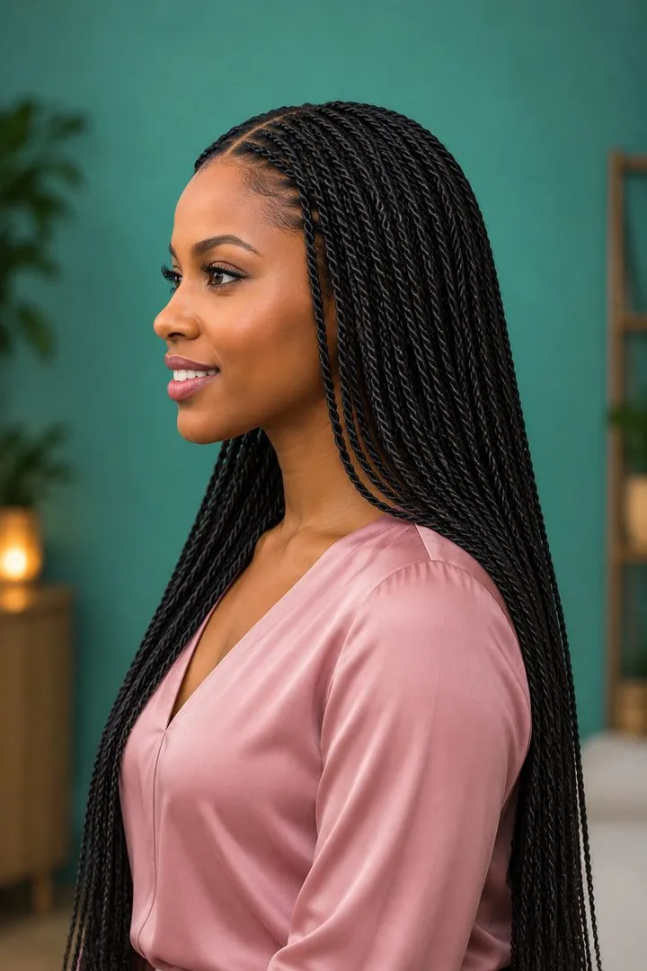 Middle Part Mini Twists, side