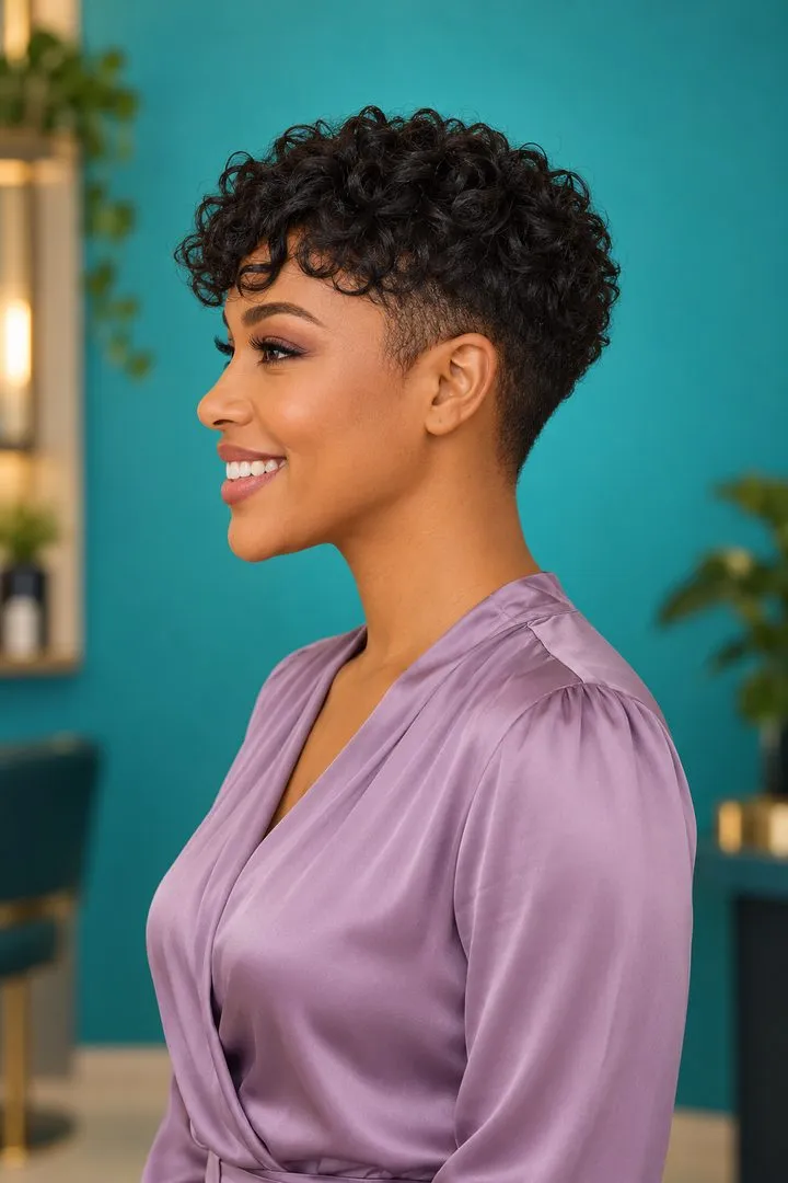 Curly Bangs Taper, side