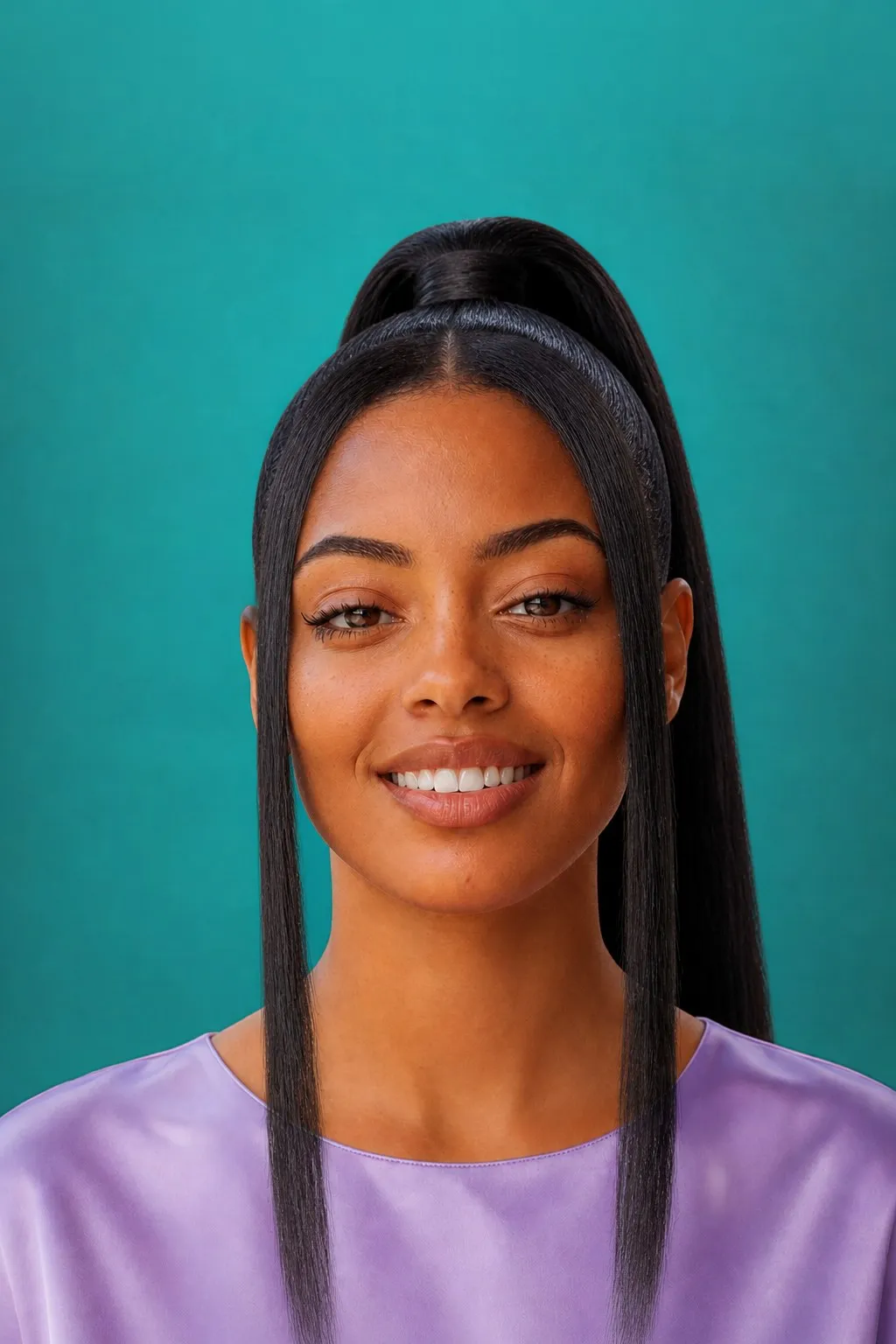 Straight Ponytail with Curtains, a Kayla preview made with AI