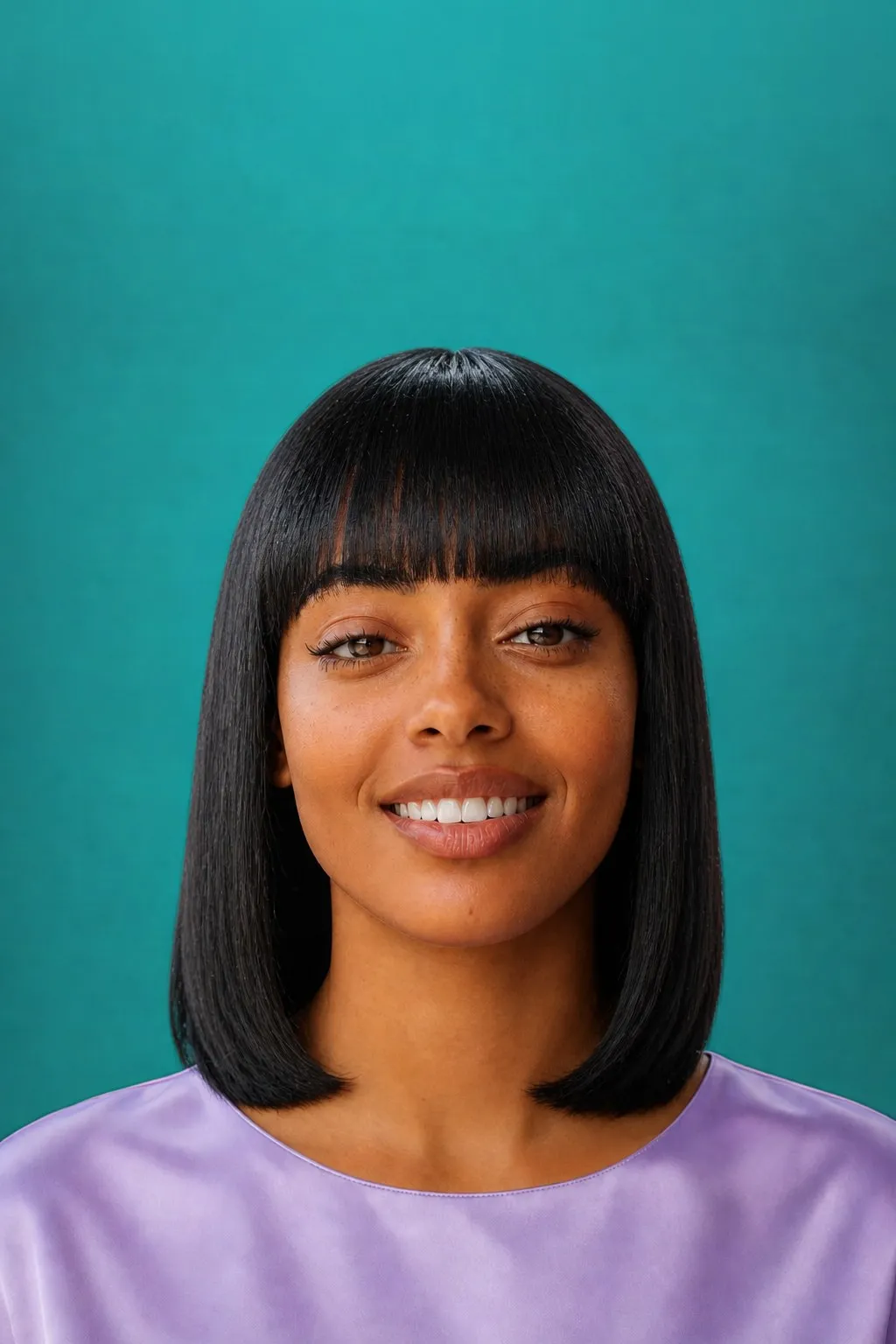 Silk Press with Bangs, a Kayla preview made with AI