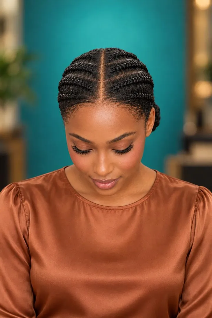 Stitch Braids to Low Bun, top