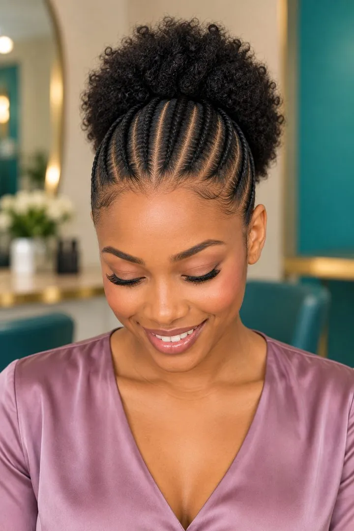 Cornrows to Back Puff, top