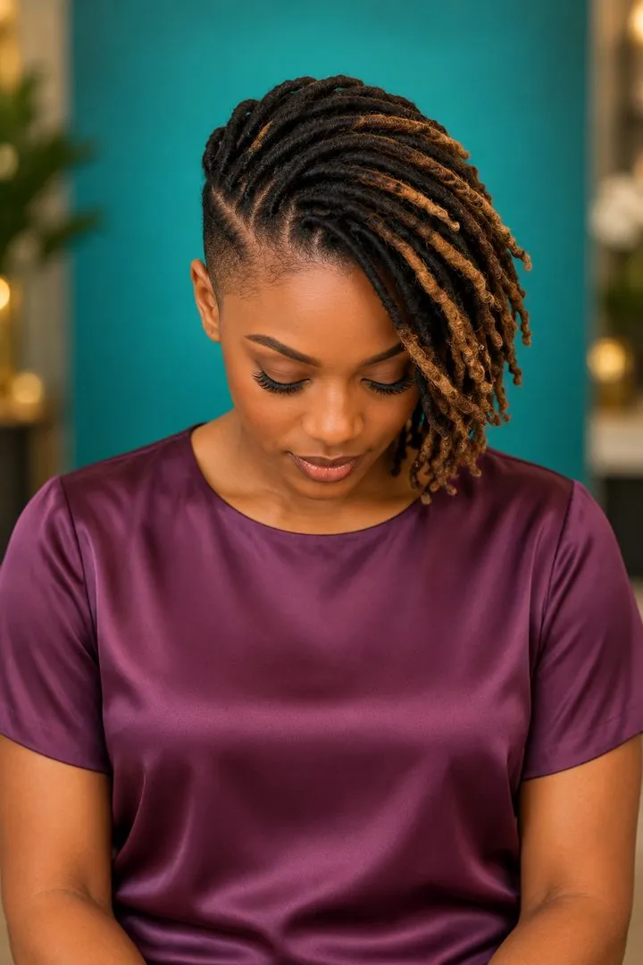 One Side Tapered Ombre Locs, top