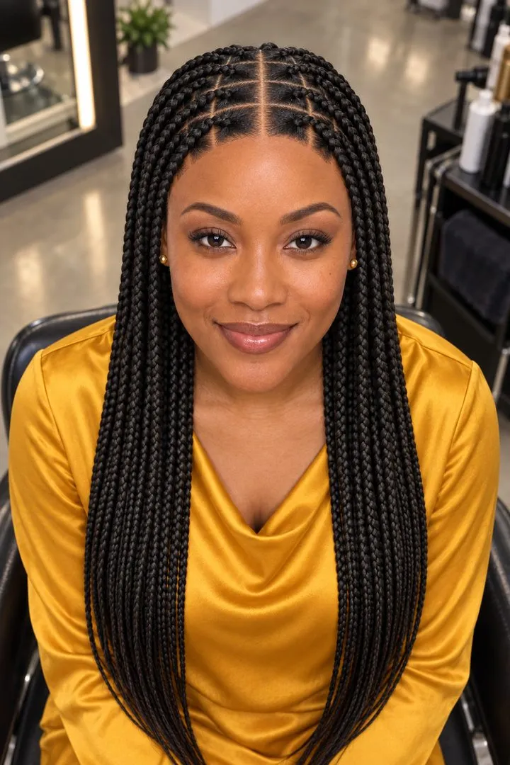 Classic Box Braids, top