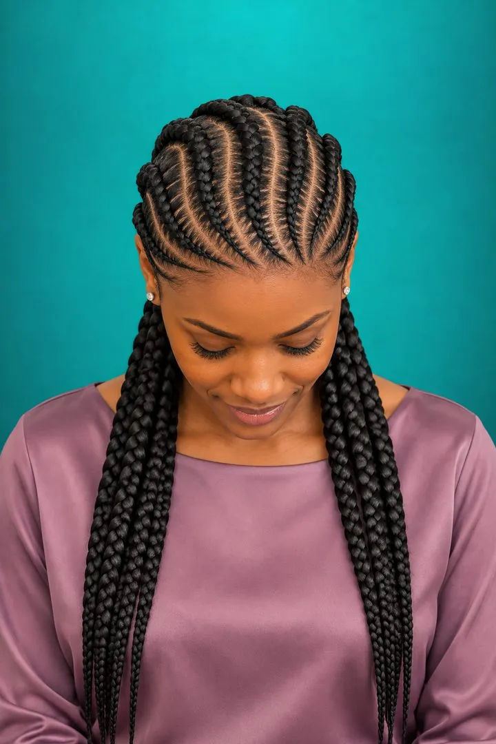 Wave Style Ghana Braids, top