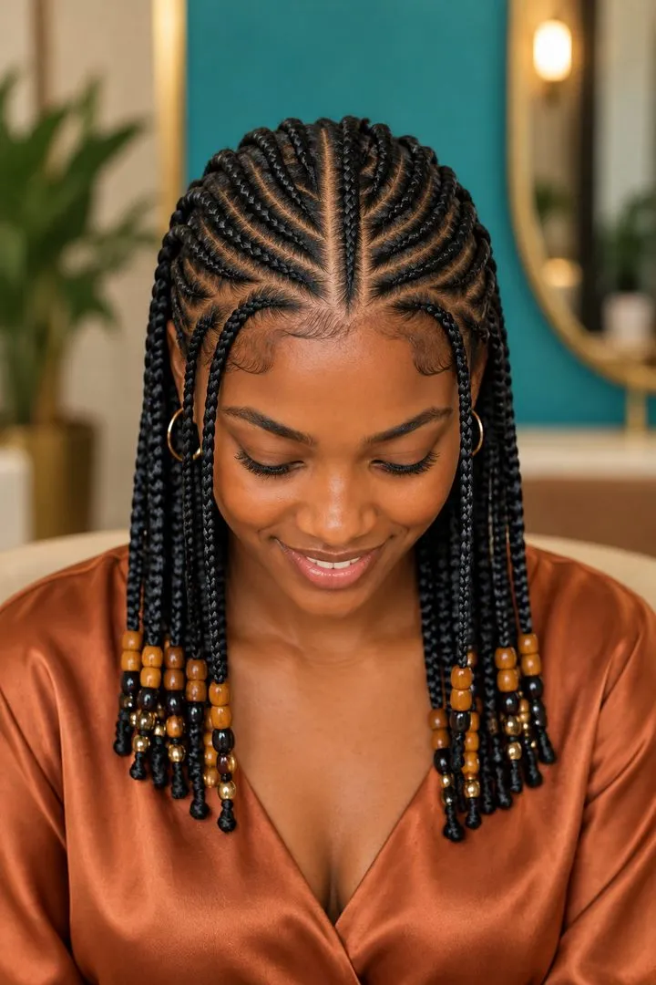 Center Lined Fulani Braids, top