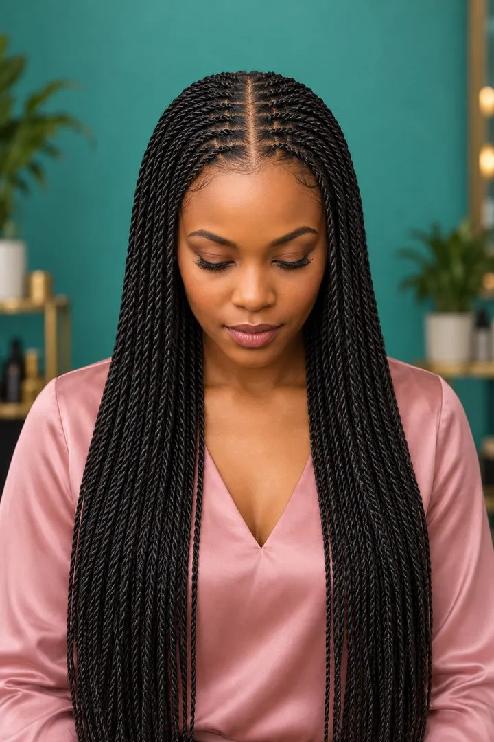 Middle Part Mini Twists, top