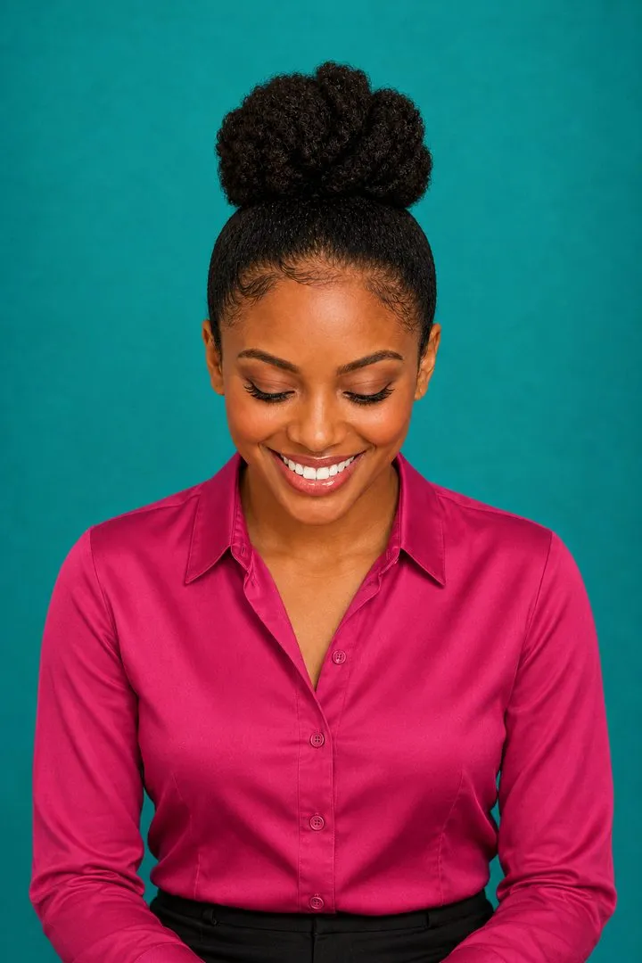 Curly Top Knot, top