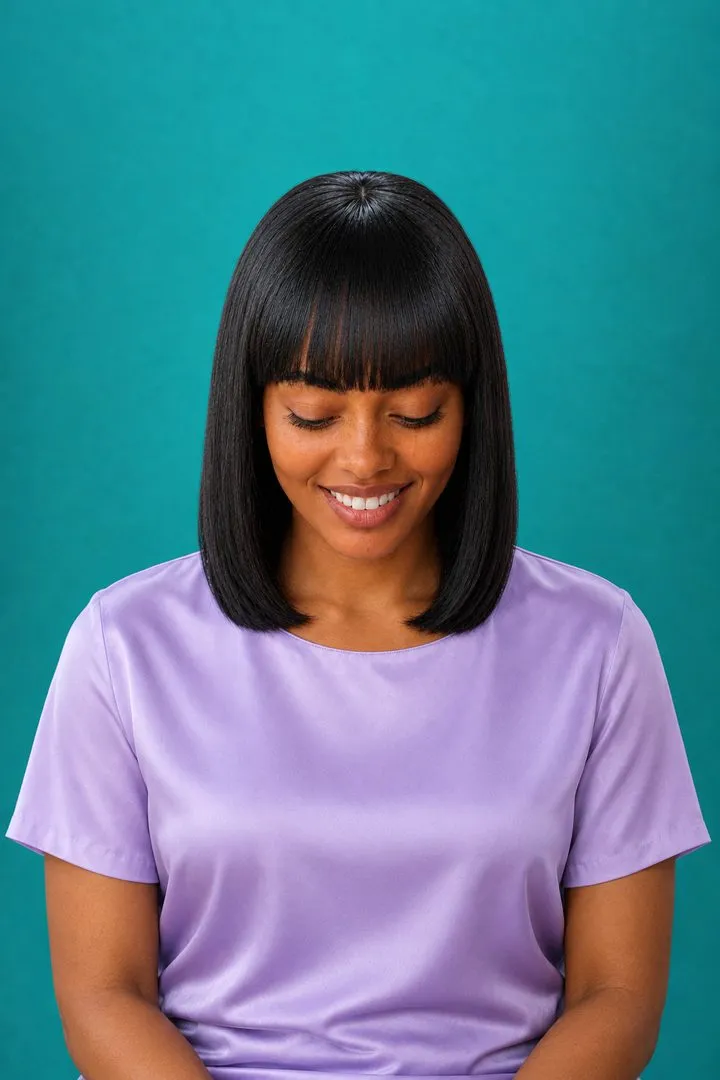 Silk Press with Bangs, top