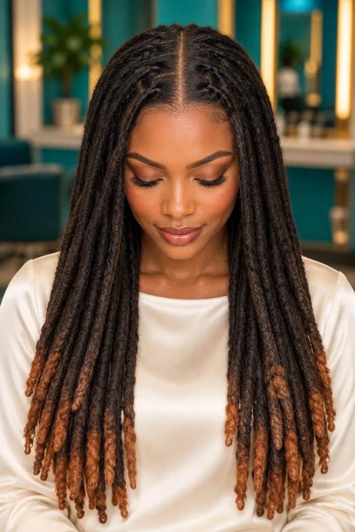 Classic Locs with Ombre Tips, top