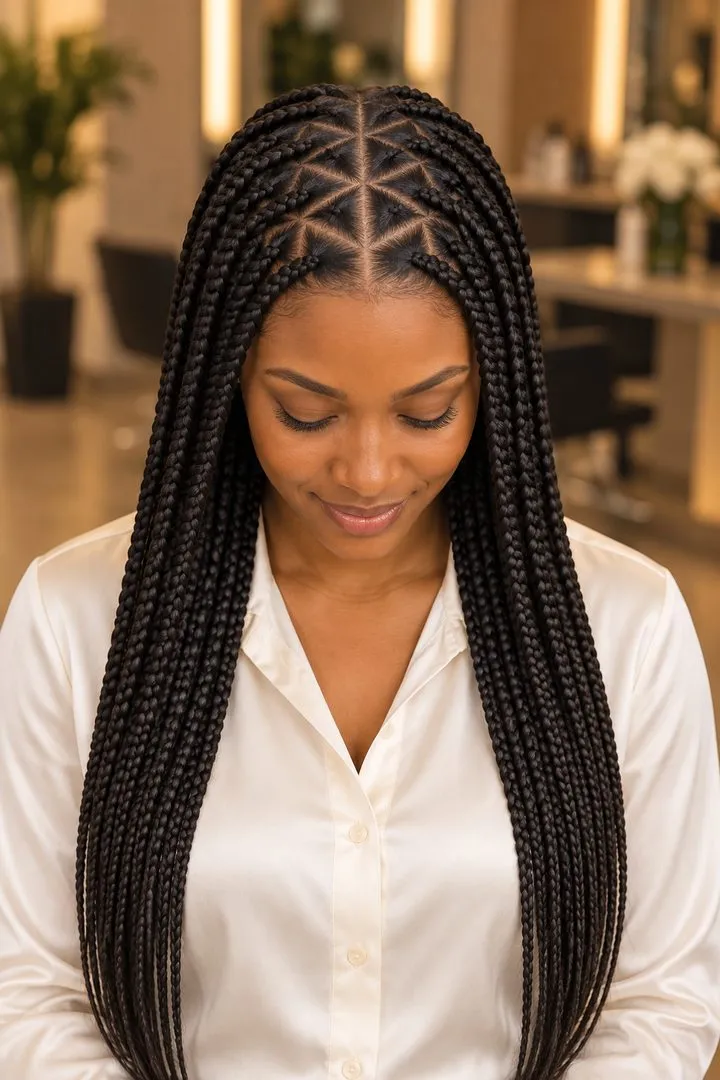 Triangle Part Box Braids, top