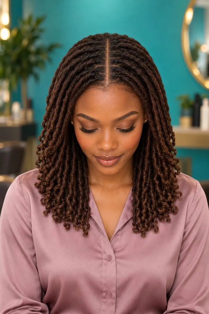 Cocoa Locs with Middle Part, top