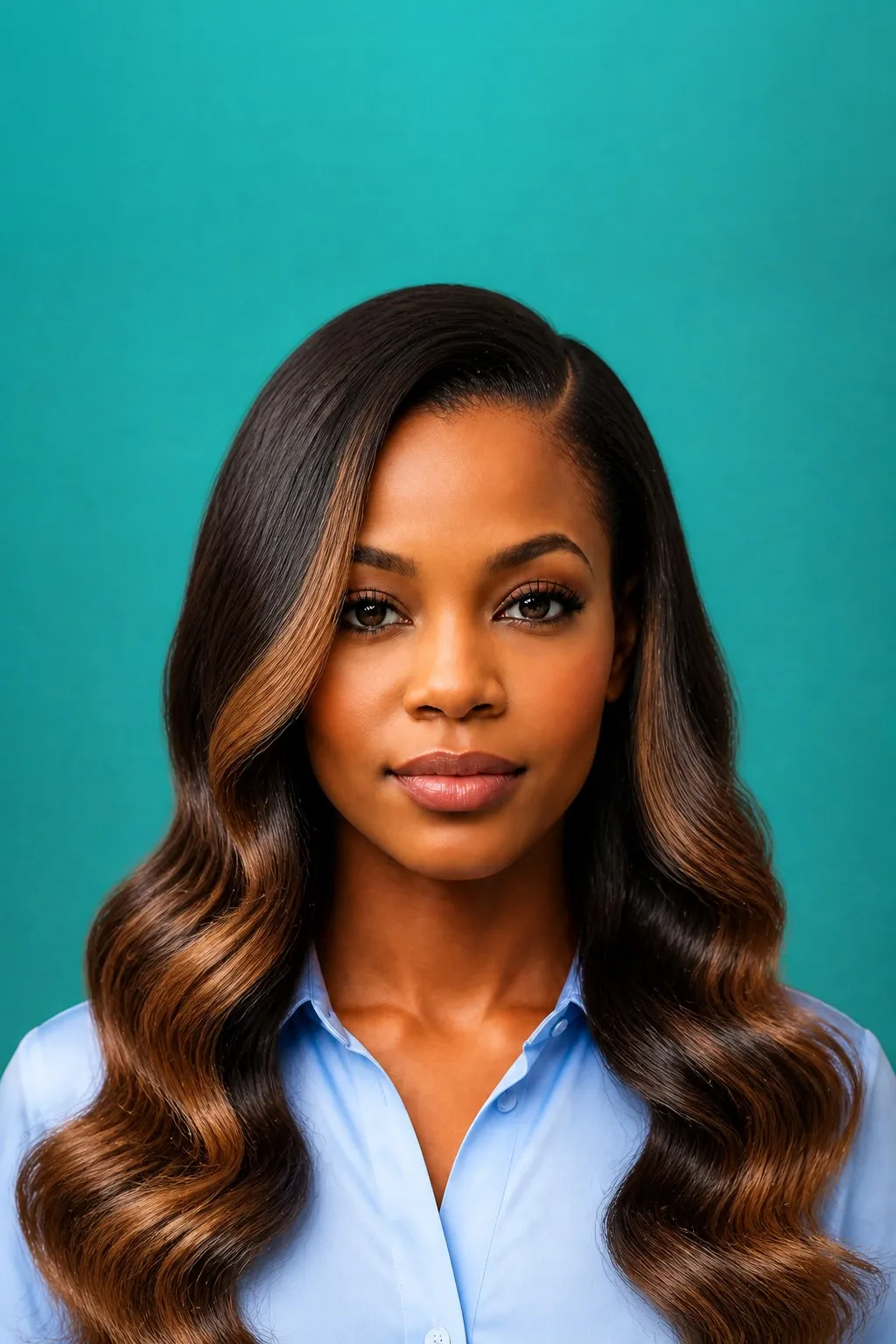 Wavy with Caramel Highlights, a Kayla preview made with AI